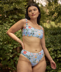 The Mini-Ruffle Sweetheart Coast Bikini Top - Strawberry Fields in Mist