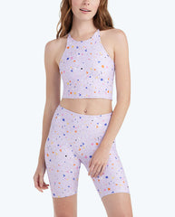 The Do-It-All High Rise Biker Shorts - Paint Splatter in Lilac