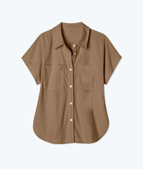 The Towel Terry Button-Down Shirt - Toffee