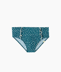 The Ruffle High Leg High Rise Bikini Bottom - On The Dot in Seaweed