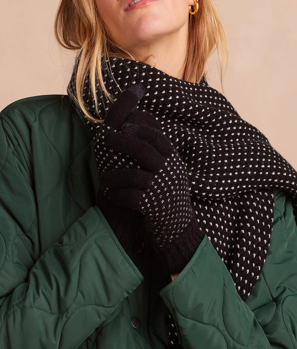 The Luxe Cashmere Blend Mix Stitch Gloves - Sea Urchin & White Sand