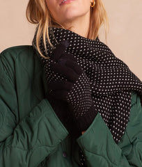 The Luxe Cashmere Blend Mix Stitch Gloves - Sea Urchin & White Sand