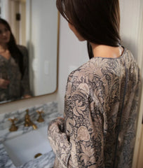 The Silky Luxe Pajama Set - Indian in Charcoal & Nickel