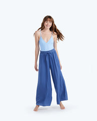 The Palazzo Pant With Ties - Blue Mountain