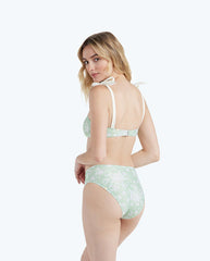 The Limited-Edition High Leg Mid Rise Bikini Bottom - Vintage Floral in Ivy