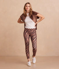 The Do-It-All High Rise 7/8 Leggings - Modern Zebra in Toffee & Sea Urchin