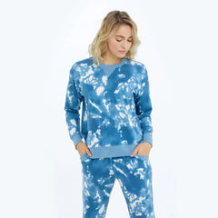 The Softest French Terry Relaxed Crew - Blue Horizon Tie Dye
