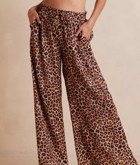 The Palazzo Pant With Ties - Leopard