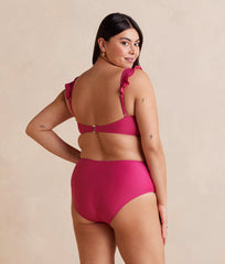 The Ruffle High Leg High Rise Bikini Bottom - Spritz
