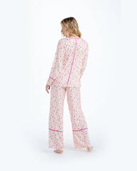 The Cloud 9 Silky Pajama Set - Confetti Dot in Blush & Tangerine