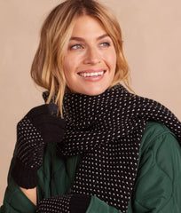 The Luxe Cashmere Blend Mix Stitch Gloves - Sea Urchin & White Sand