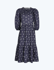 The Tiered Midi Dress - Cottage Floral in Midnight