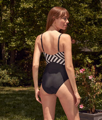 The Sea Breeze Cutout One-Piece - Mixed Stripe in Sea Urchin & White Sand