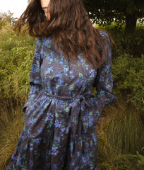 The Countryside Poplin Tiered Shirtdress - Rustic Floral in Midnight
