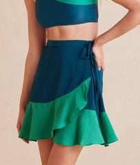 The Short Beach to Brunch Wrap Skirt - Seaglass & Seaweed