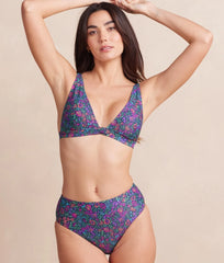 The High Leg High Rise Bottom - Radiant Floral in Deep Sea