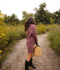 The Softest French Terry Henley Dress - Rosewood