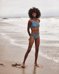 The V-Front Low Rise Bikini Bottom - Mini Bloom in Sky & Blue Mountain