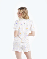 The Softest French Terry Lounge Shorts - Paint Splatter in White Sand